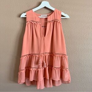Alice + Olivia Massie Sleeveless V-Neck Boho Blouse Size Small